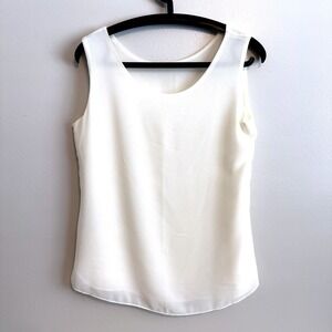 Womens White Sleeveless Y2K Flowy Lined Tank Size M Feminine Fairy Vanilla Girl
